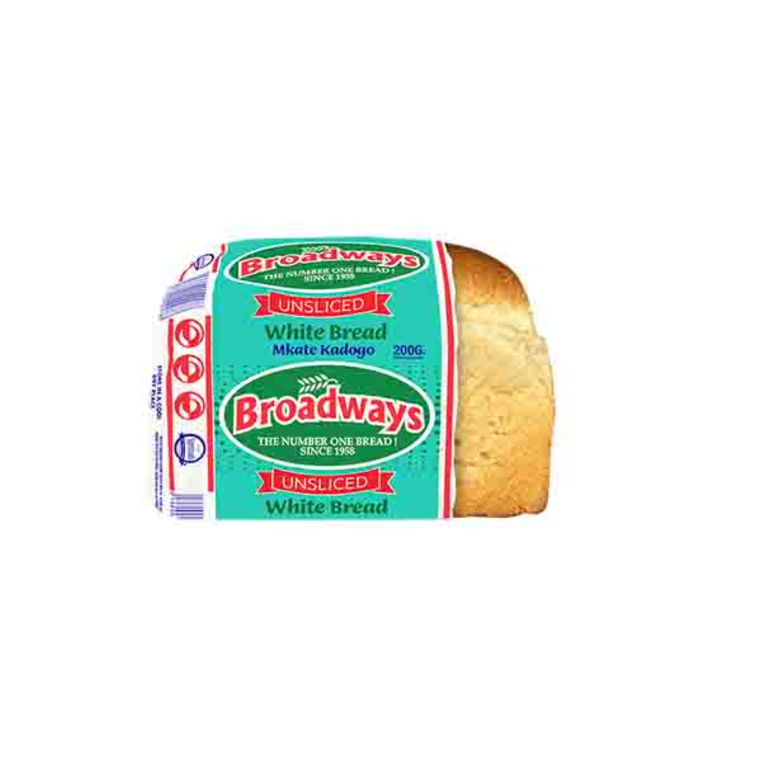 BROADWAYS WHITE BREAD UNSLICED 200G